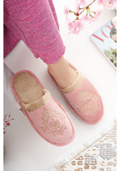 Kadın Ev Terliği Peluş Yıkanabilir Içi Yünlü Kürklü Terlik Misafir Çeyiz Bohça Gelin Terliği