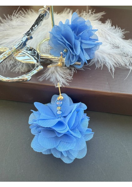 Tül Çiçekli Boncuklu Altın Kaplama Malzemeli Konsept Kararmaz Küpe Çift, Party, Özel Gün, Düğün fiyatları