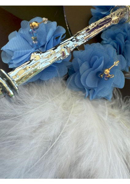 Tül Çiçekli Boncuklu Altın Kaplama Malzemeli Konsept Kararmaz Küpe Çift, Party, Özel Gün, Düğün modelleri