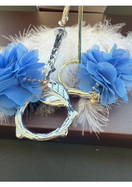 Tül Çiçekli Boncuklu Altın Kaplama Malzemeli Konsept Kararmaz Küpe Çift, Party, Özel Gün, Düğün indirimleri