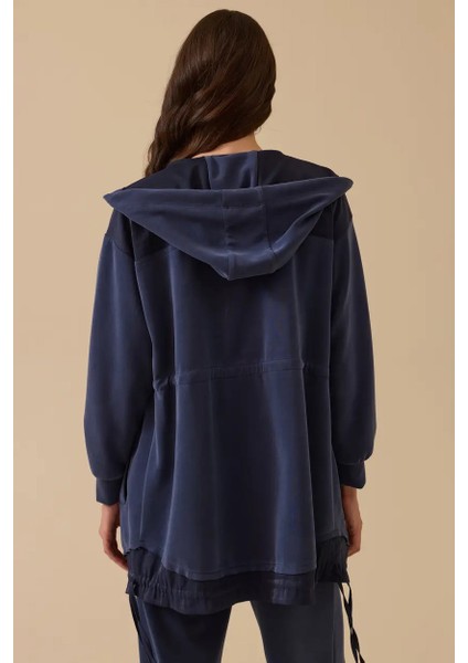 Kadın Çift Kumaşlı Kapüşonlu Kap - Lacivert fiyatları