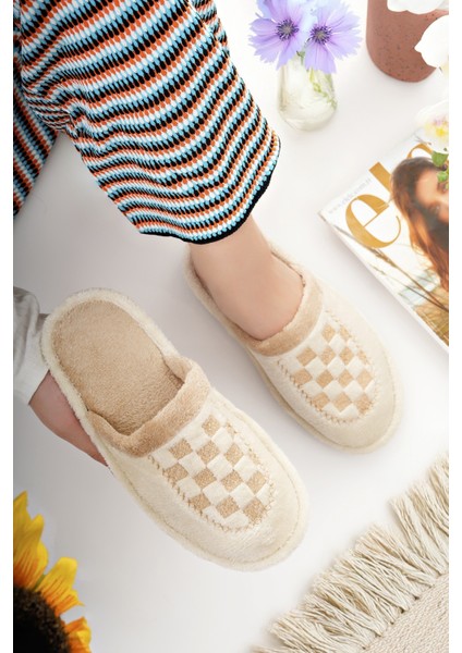 Kadın Ev Terliği Peluş Yıkanabilir Içi Yünlü Kürklü Terlik Misafir Çeyiz Bohça Gelin Terliği