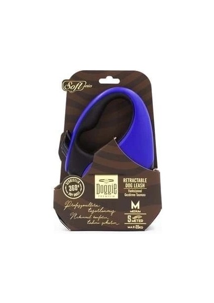 Doggie Soft Otomatik Köpek Uzatma Tasması Medium Royal Mavi 25 kg 5 mt fiyatları