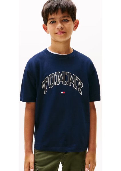 Erkek Çocuk Baskılı Kısa Kollu Tişört – Lacivert