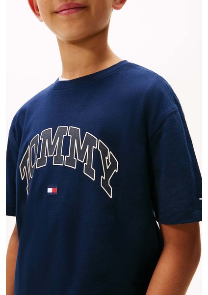 Erkek Çocuk Baskılı Kısa Kollu Tişört – Lacivert indirimleri