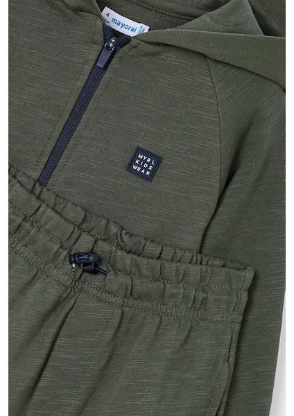 Erkek Çocuk Rahat Kalıp Fermuarlı Kapüşonlu 2'li Eşofman Takımı - Haki modelleri