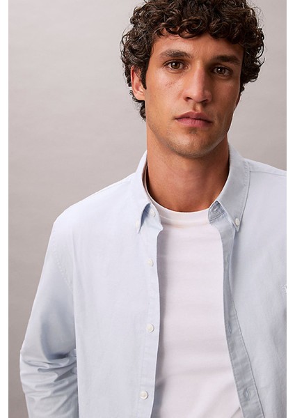 Erkek Regular Fit Düğmeli Yaka Oxford Gömlek - Açık Mavi fırsatları