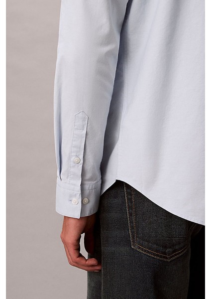 Erkek Regular Fit Düğmeli Yaka Oxford Gömlek - Açık Mavi indirimleri