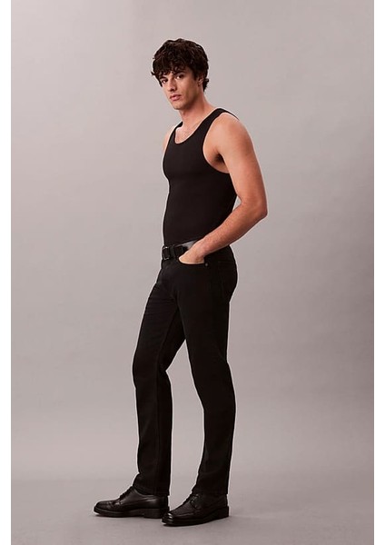 Erkek Slim Straight Kesim 5 Cepli Jean Pantolon - Siyah modelleri
