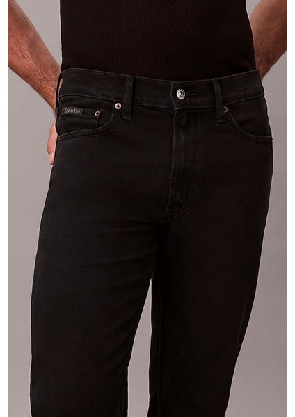Erkek Slim Straight Kesim 5 Cepli Jean Pantolon - Siyah indirimleri