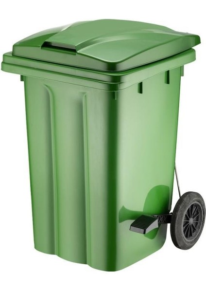 SY-6504 Pedallı Tekerlekli Kapaklı Çöp Konteyneri 80 Lt Yeşil