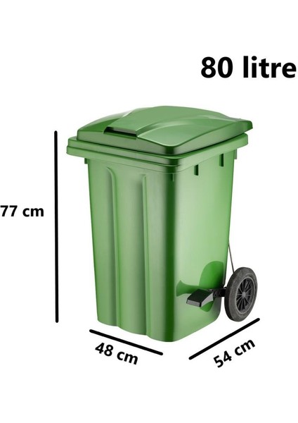 SY-6504 Pedallı Tekerlekli Kapaklı Çöp Konteyneri 80 Lt Yeşil fiyatları