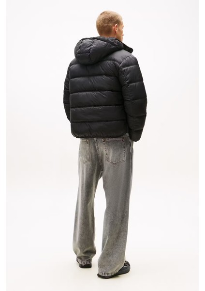 Erkek Regular Fit Kapüşonlu Şişme Mont - Siyah modelleri