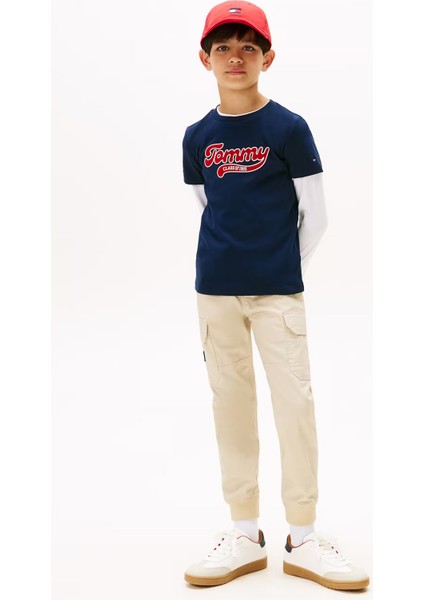 Erkek Çocuk Varsity Interlock Kısa Kollu T-Shirt - Lacivert modelleri