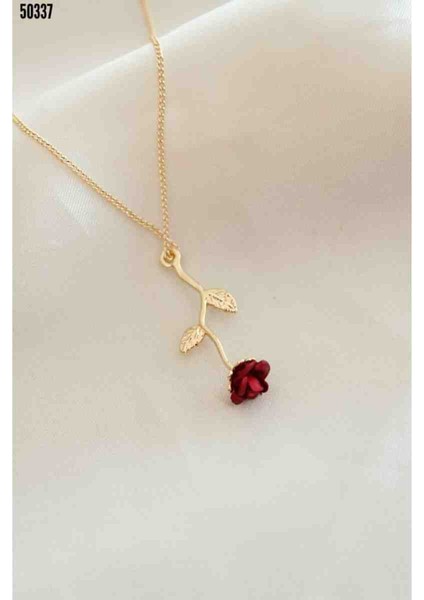 Kadın Hakim Yaka Fakir Kol Taş Detay Maxi Boy Salaş Elbise, Kırmızı Gül Figürlü Kolye Hediye fırsatları