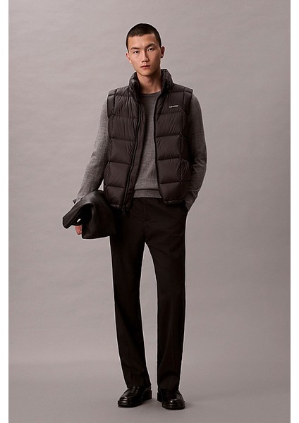 Erkek Regular Fit Dik Yaka Kapitoneli Şişme Yelek - Siyah modelleri