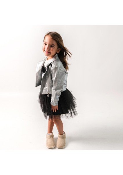 Kız Çocuk Samira Deri Ceketli Tütü Etekli 3'lü Takım CMN-3740