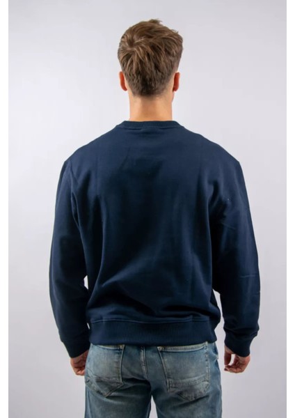 Erkek Regular Fit Monogram Nakışlı Sweatshirt - Lacivert fiyatları