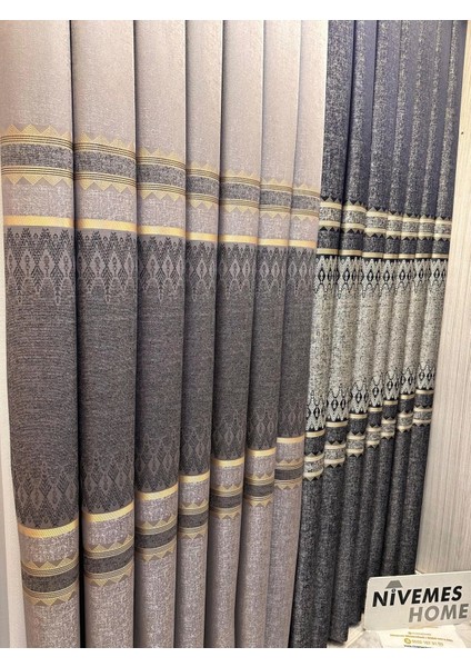 Nivemeshome Damla FT614337 V-502 Lacivert 1/3 Sık Pileli Fon Perde Apm