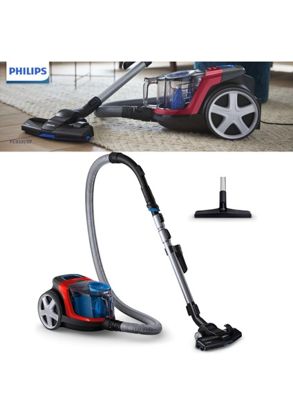 FC9331/07 Powerpro City Powercyclone 5 Torbasız Elektrikli Süpürge, Büküm Kırmızı