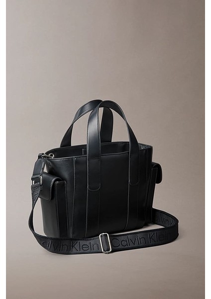 Kadın Yanları Cepli Çıkarılabilir Askılı Tote El Çanta - Siyah fiyatları