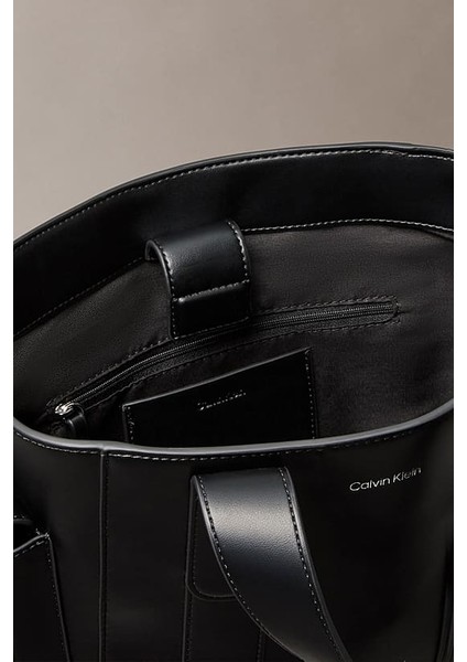 Kadın Yanları Cepli Çıkarılabilir Askılı Tote El Çanta - Siyah modelleri