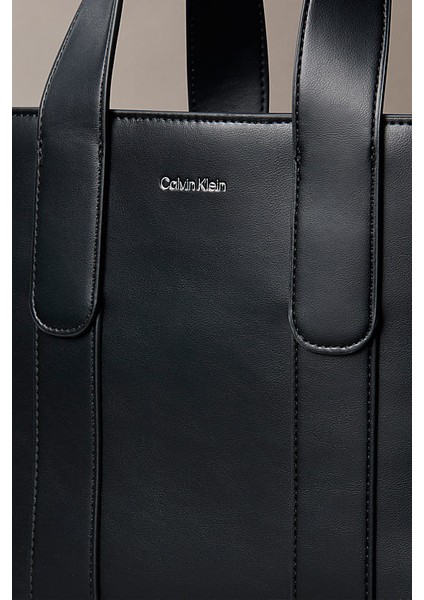 Kadın Yanları Cepli Çıkarılabilir Askılı Tote El Çanta - Siyah fırsatları