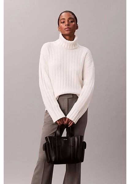 Kadın Yanları Cepli Çıkarılabilir Askılı Tote El Çanta - Siyah indirimleri