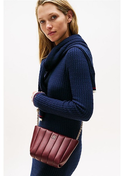 Kadın Grace Dikey Kapitoneli Mini Tote Omuz Çanta - Bordo indirimleri