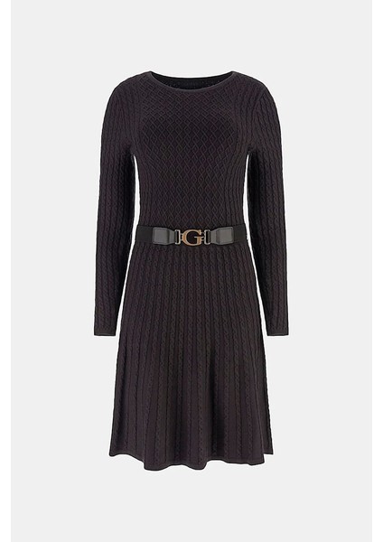 Kadın Halat Örgü Triko Elbise - Kahverengi indirimleri