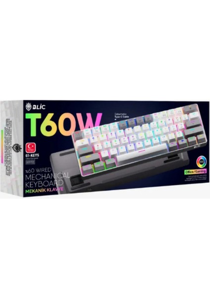 Gaming Oyuncu Klavyesi Mekanik Max Pro Türkçe Q Mini Rgb Red Switch App Uygulamalı T60 Max Pro fırsatları