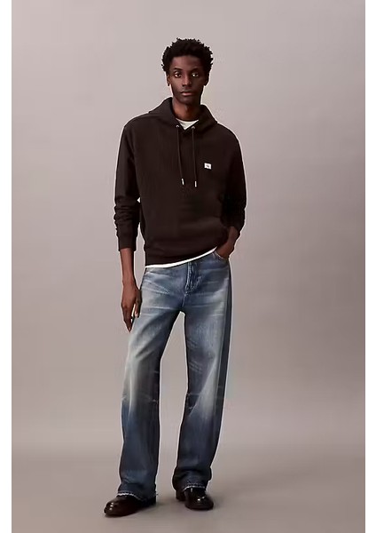 Erkek Regular Fit Logo Yamalı Kapüşonlu Sweatshirt - Siyah fırsatları