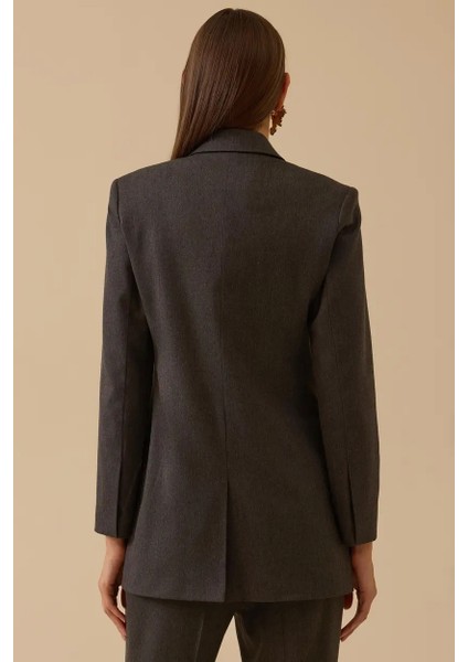 Kadın Çift Düğmeli Kruvaze Ceket - Gri fiyatları