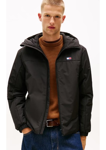 Erkek Regular Fit Kapüşonlu Dolgulu Mont - Siyah