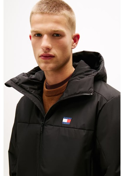 Erkek Regular Fit Kapüşonlu Dolgulu Mont - Siyah fırsatları