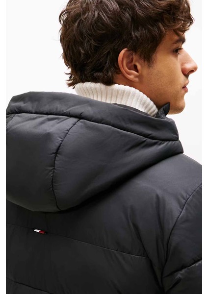Erkek Mid Weight Kapüşonlu Jacket Mont - Siyah fırsatları