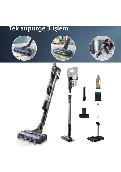 Tek Süpürge 3 Işlem, Otomatik Temizlik, LED Işıklı Başlık (XW9463/11)AQUA Trio 9000 Serisi Islak&kuru Dikey Süpürge,