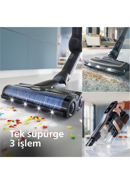 Tek Süpürge 3 Işlem, Otomatik Temizlik, LED Işıklı Başlık (XW9463/11)AQUA Trio 9000 Serisi Islak&kuru Dikey Süpürge, modelleri