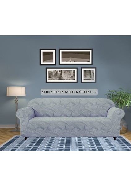 Koltuk Örtüsü Koltuk Kılıfı Jakarlı Esnek ve Lastikli Yıkanabilir 3 Kişilik Çekyat Örtüsü Bir Adet