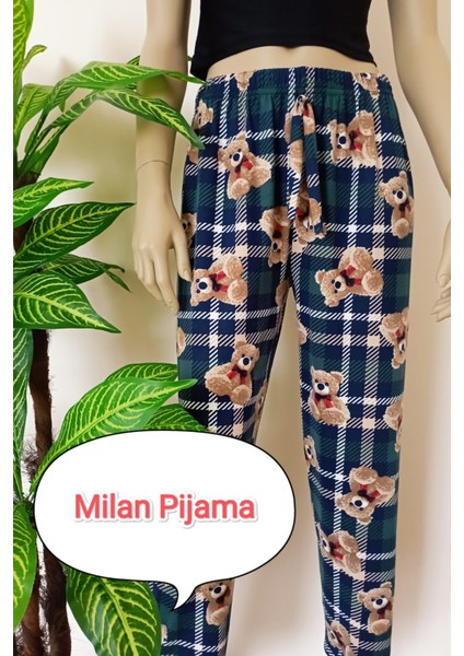 Kadın Desenli Milan Kumaş Yumuşacık Esnek Yapılı Pijama Altı