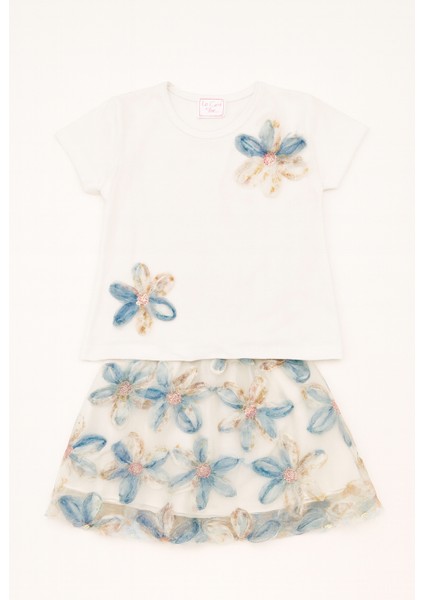 Iki Çiçekli Tişörtlü Etekli Takım