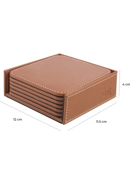 Bardak Altlığı,6’lı Set,masaüstü Kare Cup Coaster,vegan Suni DERI,11X11 Cm.,taba modelleri