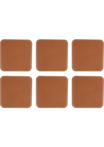 Bardak Altlığı,6’lı Set,masaüstü Kare Cup Coaster,vegan Suni DERI,11X11 Cm.,taba fırsatları