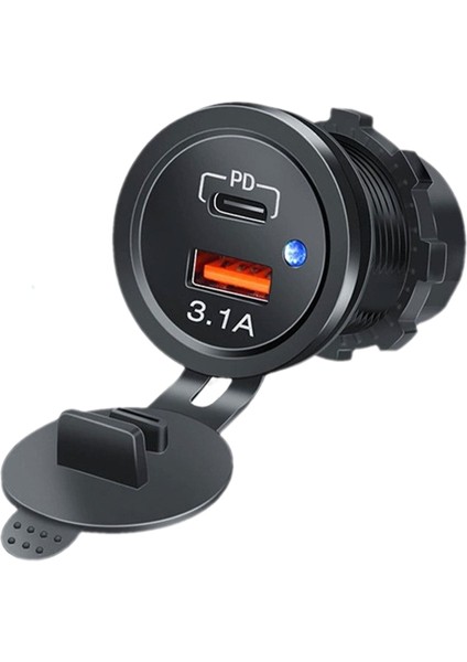 OE-266C-7 Pano Tip Ikili USB Usb3.0 + Type-C Soket 12-24V Mavi