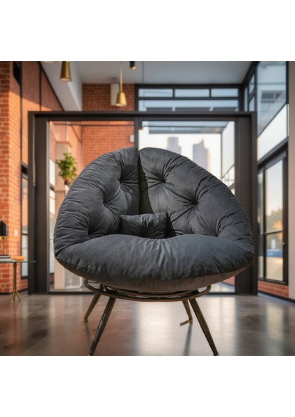 Nordic Elegance Füme Modern Berjer – Geniş Oturumlu Konforlu Tekli Koltuk | Kitap Okuma & Relax Chair
