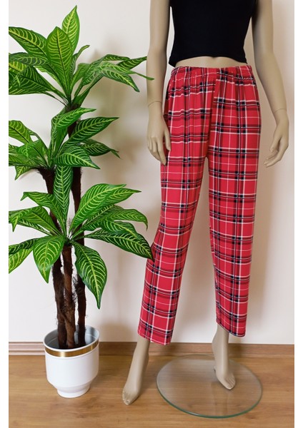 Kadın-Erkek Milan Kumaş Ekose Desenli Yumuşak Dokulu Esnek Pijama Altı fırsatları