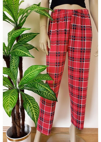 Kadın-Erkek Milan Kumaş Ekose Desenli Yumuşak Dokulu Esnek Pijama Altı indirimleri