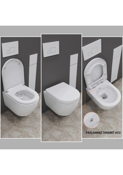 Cocon 2.0 Kanalsız Asma Klozet 54 cm – Metal Menteşeli, Yavaş Kapanır Tak-Çıkar Kapak Dahil, 2 Parça Set, Beyaz fiyatları
