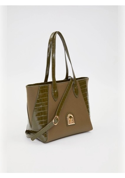 Levidor Haki Deri Detay Omuz Çantası