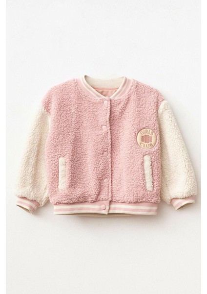 Kız Çocuk Polar Kolej Ceket - Pudra